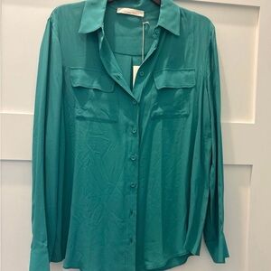 Liviana Conti Teal Blouse NWT